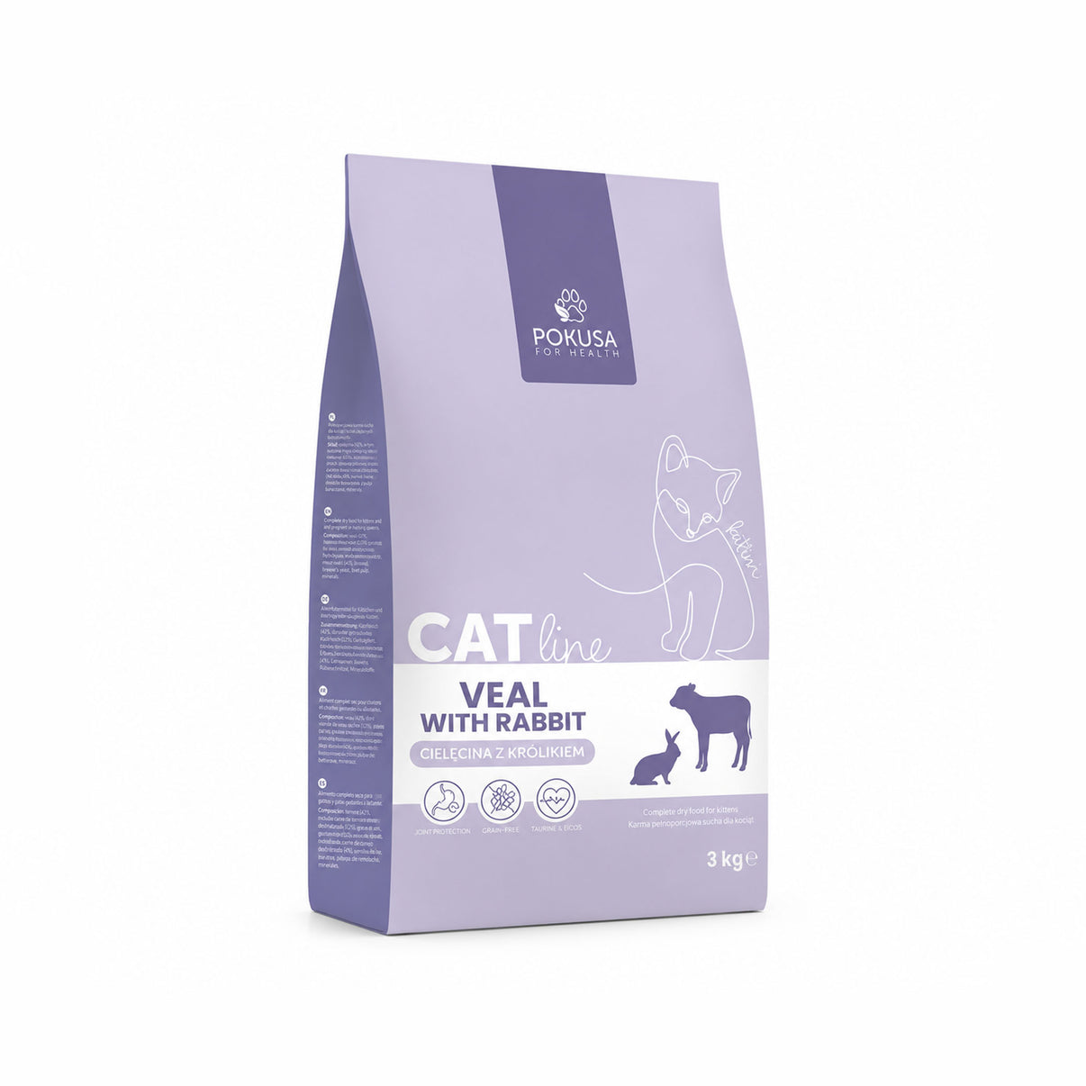 CROCCANTINI VITELLO CONIGLIO NO GRAIN, cibo secco per gatti, confezione da 3 kg.