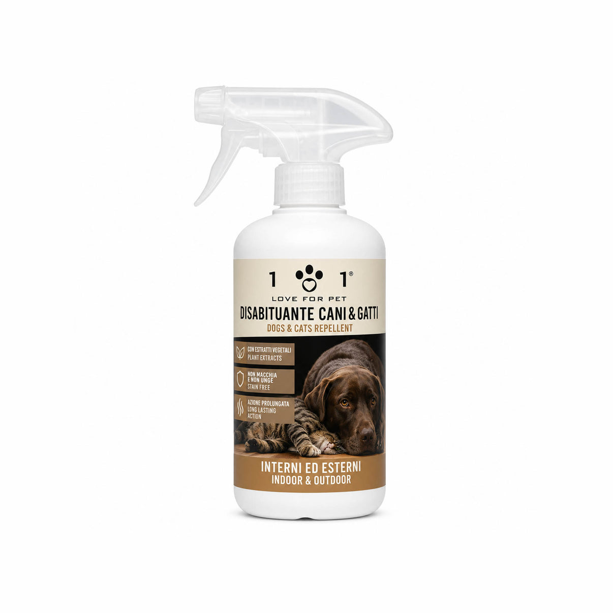 DISABITUANTE OLFATTIVO spray per cani e gatti - repellente per interni ed esterni, a base di essenze vegetali.