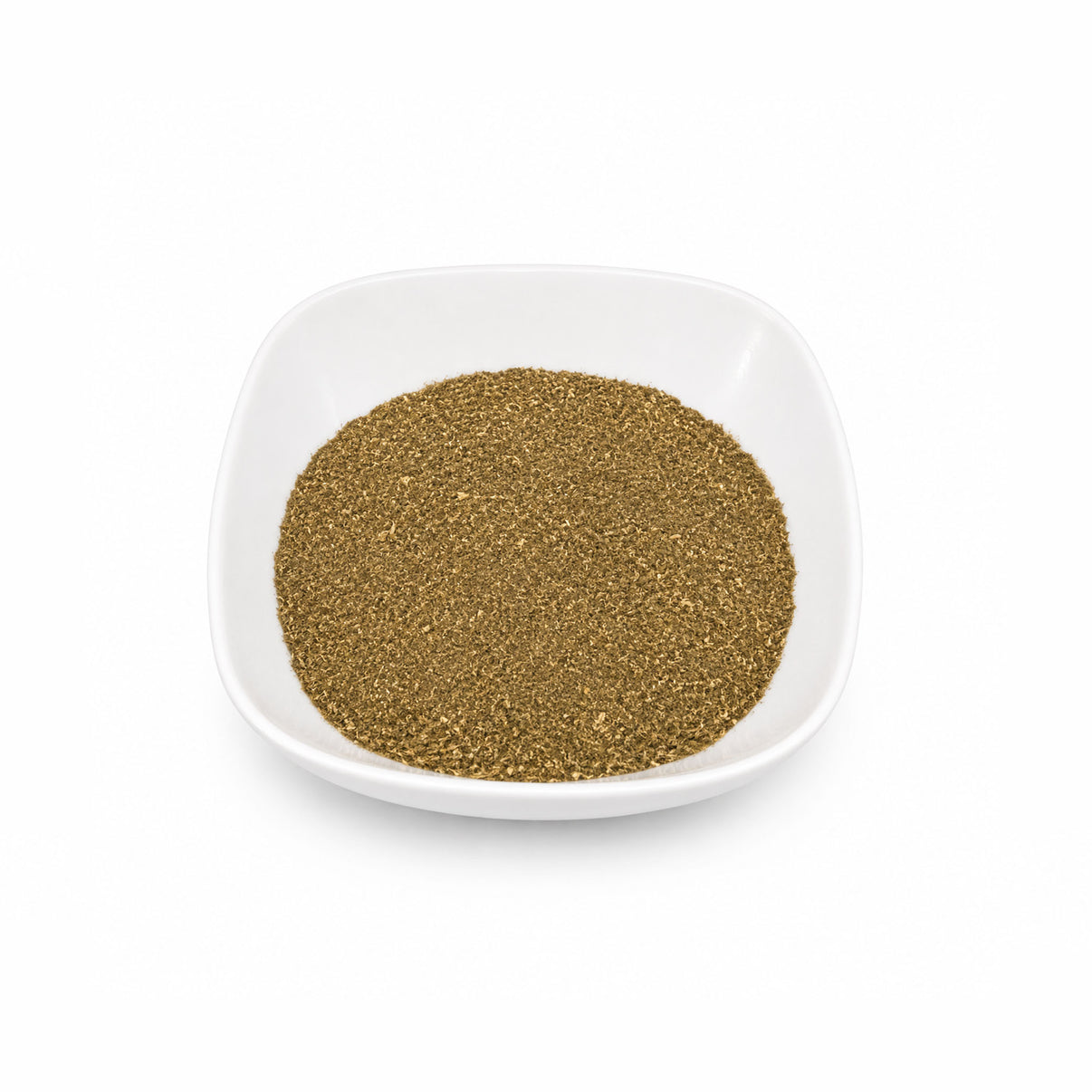 ERBA MEDICA powder in a white bowl, showcasing the natural texture and color of the herbal supplement.