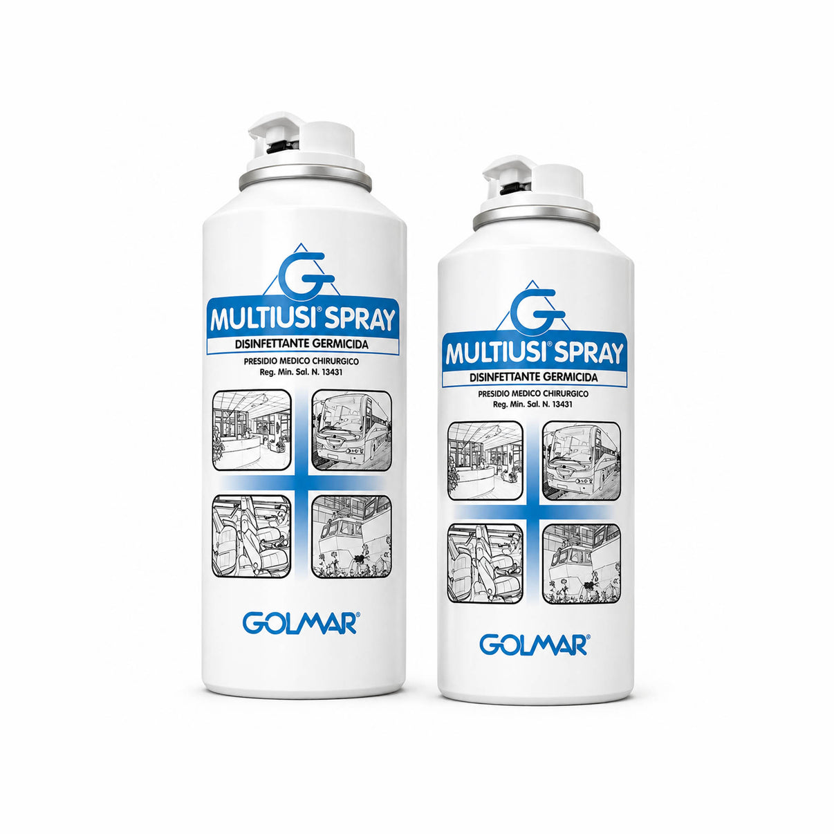 MULTIUSI SPRAY - GOLMAR PRESIDIO MEDICO CHIRURGICO, etichetta dettagliata sui benefici.
