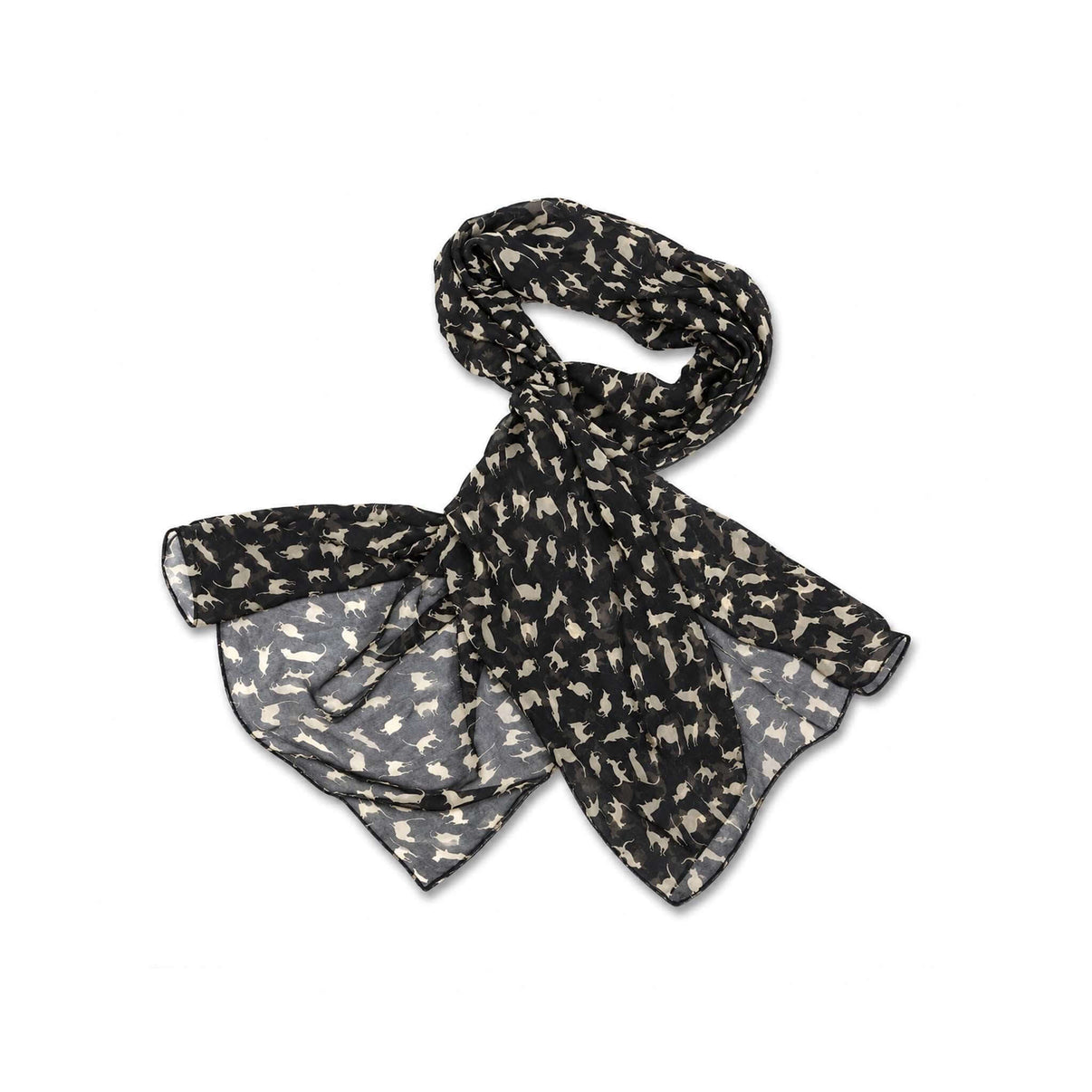 SCiarpa NERA CON GATTINI - Eleganza e Stile per Amanti dei Gatti