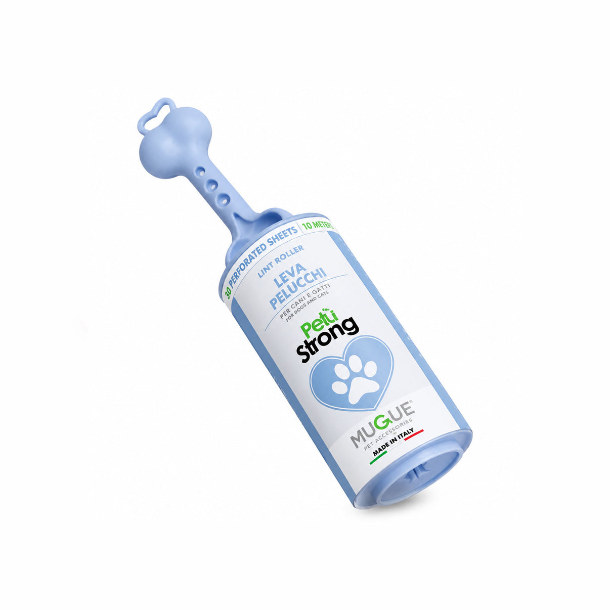 SPAZZOLA PELÙ STRONG PET adhesive lint roller for pet hair removal in light blue color.