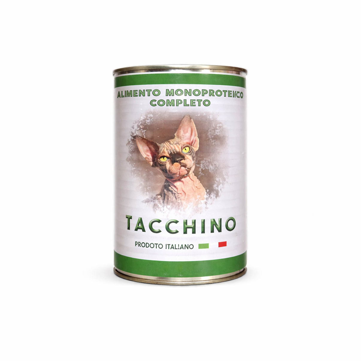 LATTINA TACCHINO MONOPROTEICO 400 GR, alimento completo per gatti, prodotto italiano in latta.