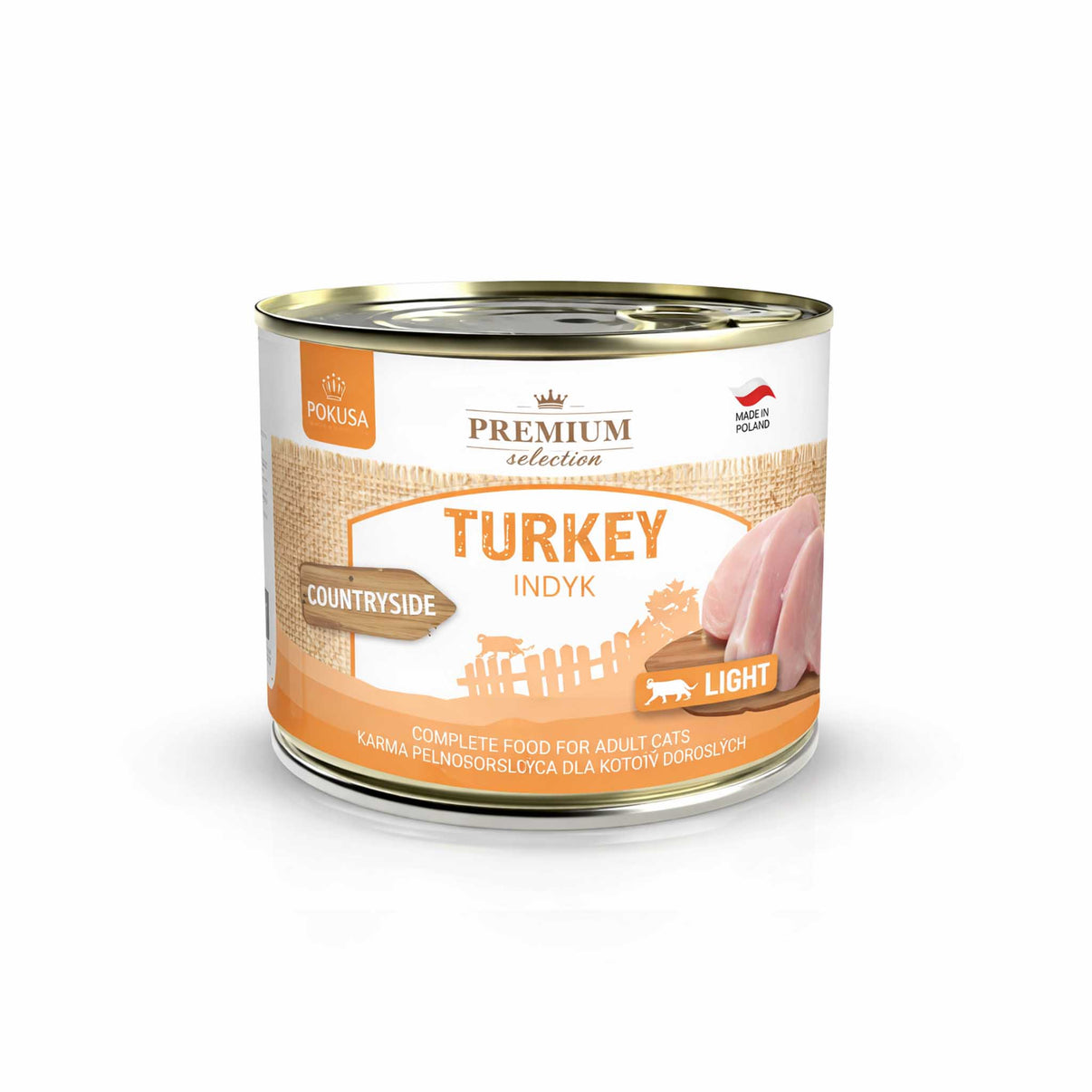 Monoproteico Tacchino GR 200 in scatola per gatti, cibo completo per gatti adulti, prodotto POKUSA.