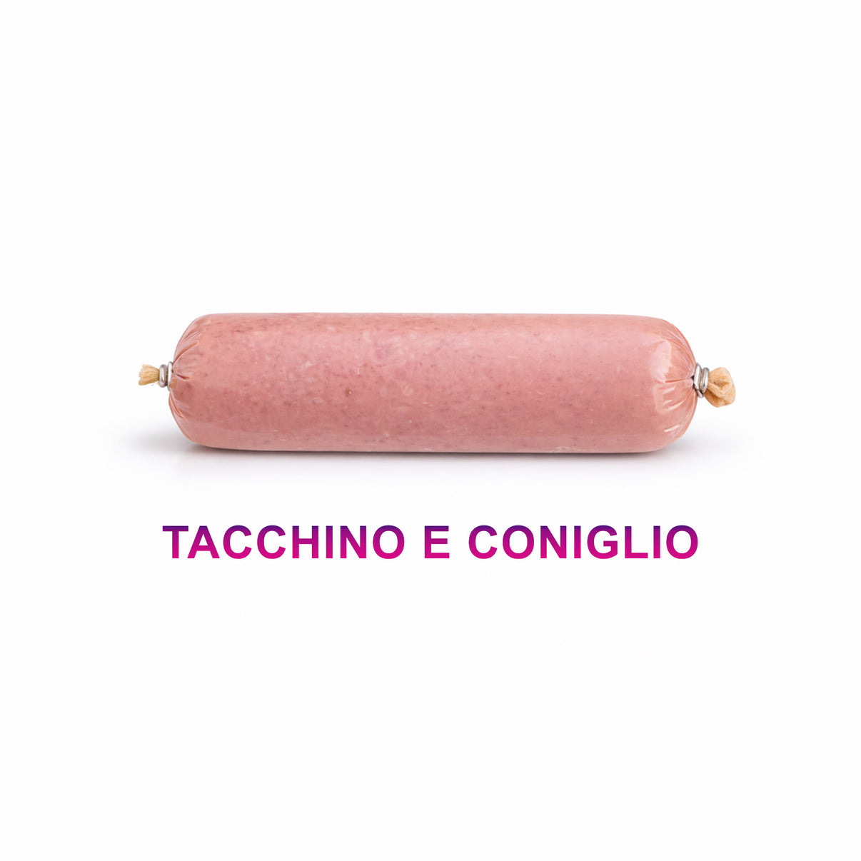 TACCHINO - CONIGLIO - Conf 200 gr, alimento naturale in confezione, visibile su sfondo bianco.
